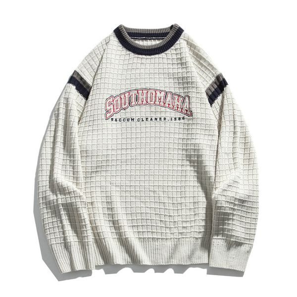 

letters embroidery men women sweater round neck autumn men's sweaters knitwear man clothing, White;black