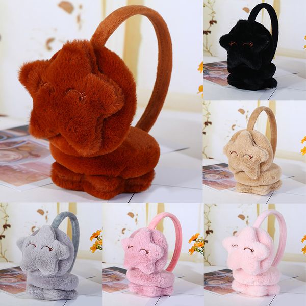 

zwarm stars women earmuffs cute kids winter plush fur headphones solid color warmer headband for girls muff ear cover