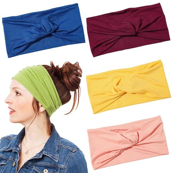 

women sports yoga twisted turban solid color cross knot wide headband hairband headwrap men running head band hair accessories q bbyfgq