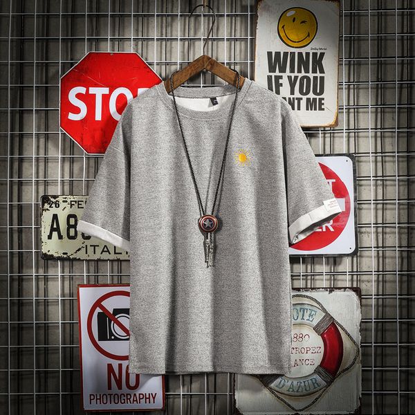 

2021 new cotton tshirt casual short sleeve sun print t shirt o-neck knitted comfortable fabric street style men t-shirt k0eb, White;black