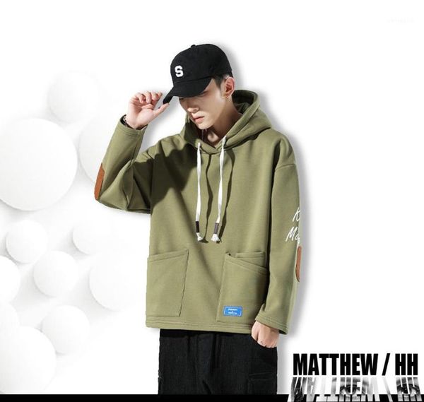 

men's hoodies & sweatshirts sweater male lanyard hooded long sleeve loose cotton casual fashion school l0291, Black