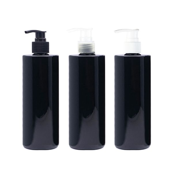 12pcs / lot 500ml Preto Cosmetic Loção / Emulsão embalagem do frasco de 500cc DIY plástico Shampoo Dispenser Imprensa Bomba garrafa gel shoer