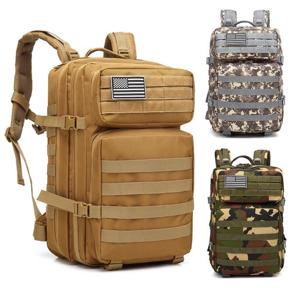

45l outdoor camouflage backpack assault tactical infantry rucksack sports camping trekking camping hiking bag backpack