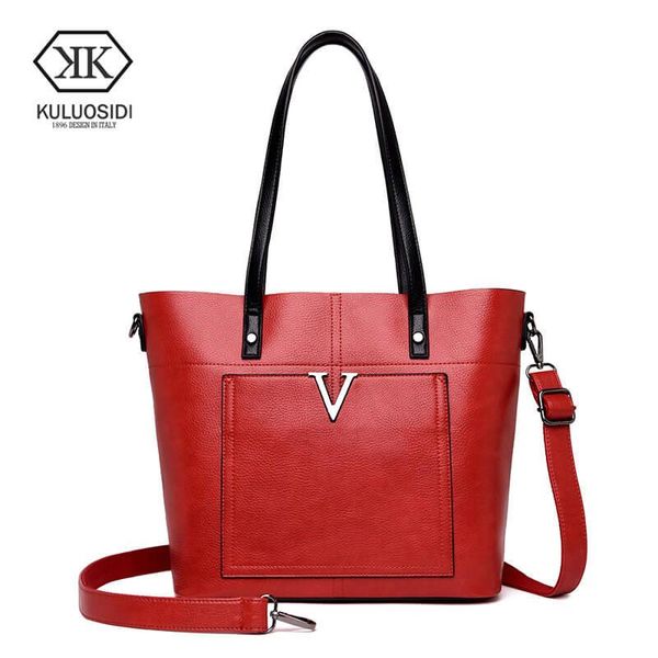 

kuluosidi patchwork leather handbags women large capacity causal totes bag for women messenger bags thread shoulder shopping bag