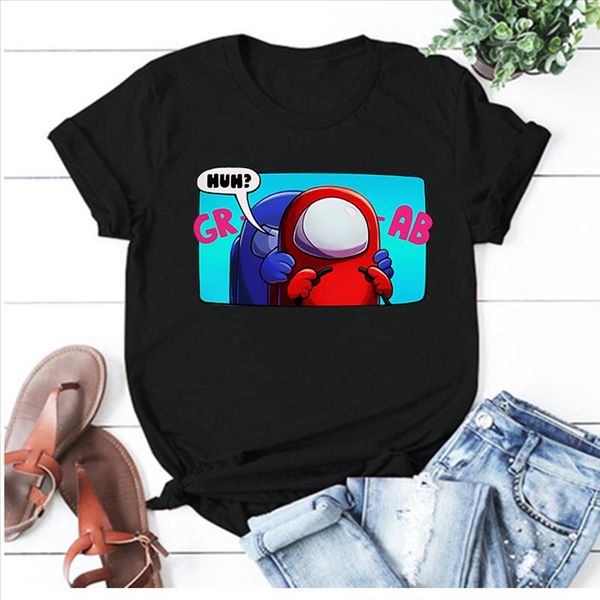 

among us print t shirts women summer graphic tee aesthetic shirts for female casual short sleeve ladies, White