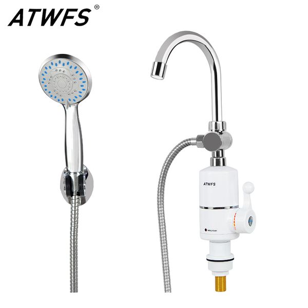 

atwfs tankless instant water heater faucet water shower bathroom pool heater kitchen heating tap 220v 3000w delivery
