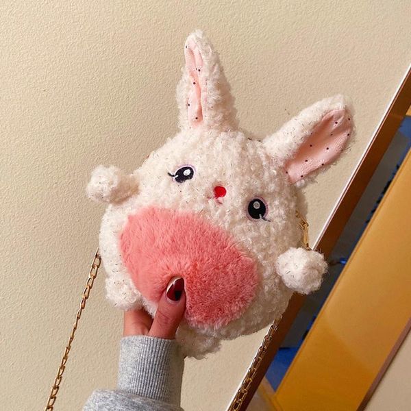 

new girls cute plush doll messenger bag phone purse makeup organizer small crossbody shoulder bags winter bag for women