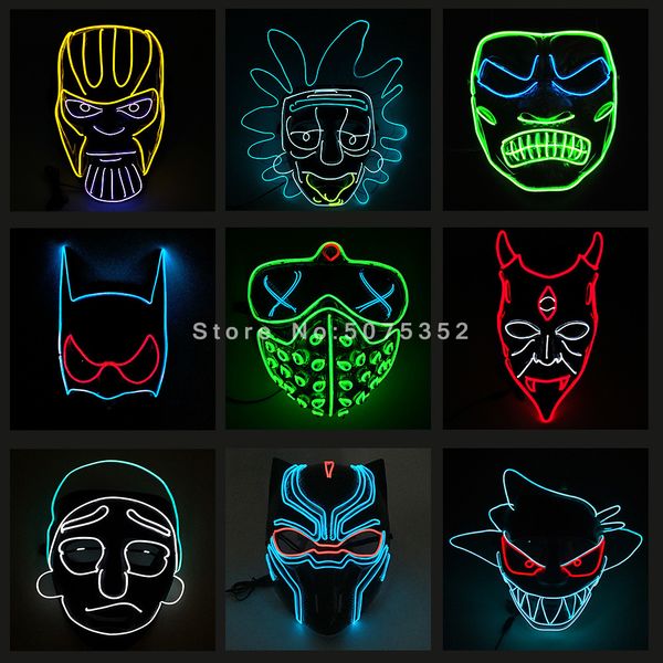 

cosplay el super hero supplies black panther led mask for masque christmas halloween
