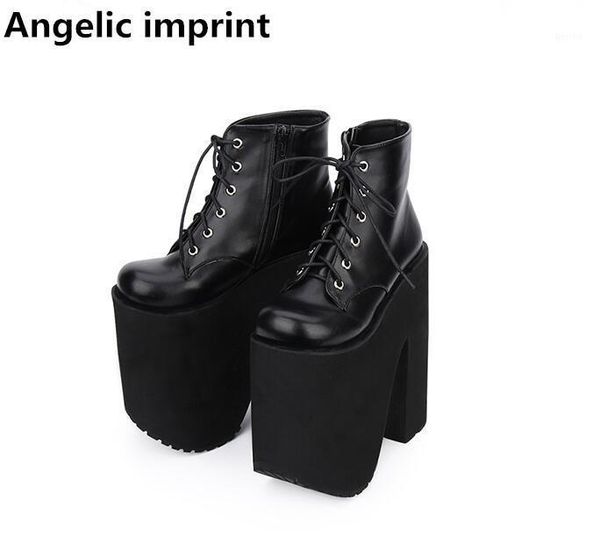 

boots angelic imprint mori girl lady lolita ankle punk woman super high heels pumps women princess dress party shoes 33-47 20cm1, Black