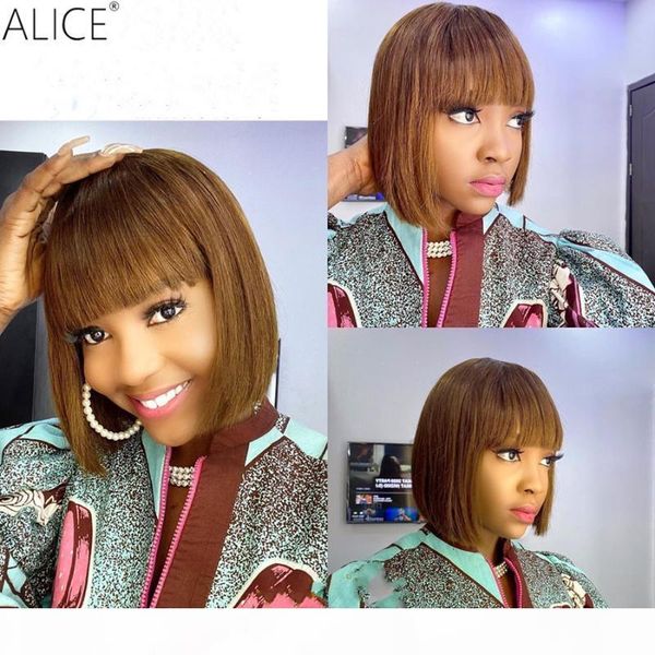 

alice ombre bob 4x4 lace front human hair wigs 130% density scalp closure wigs with baby hair non-remy, Black;brown