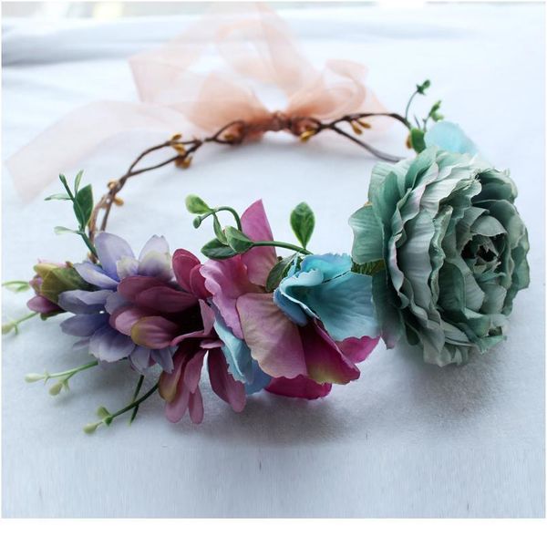 

women wedding flower crown wreath festival girls party floral crown garlands with ribbon flower headband hair acc jllrsq