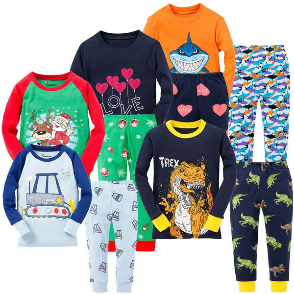 

new fashion animal boys motorcycle pajamas kids dinosaur pijamas christmas pajamas pyjama enfant for 1-8years y200704, Blue;red