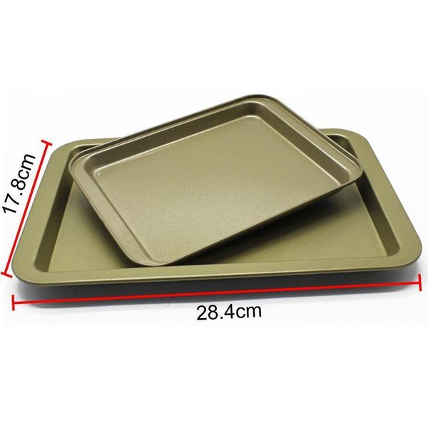 

food grade stainless steel dishes diy tools 28.4*17.8*2.6cm deepen rectangular non-stick bread cake baking tray dhd2723