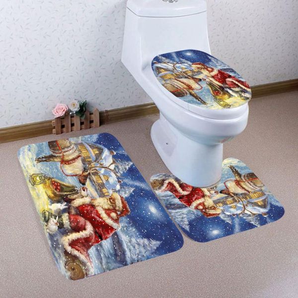 

3шт рождественской комната non скольжению пьедестал ковер lid туалет обложка коврик для ванной набор рождественских украшений для дома drops