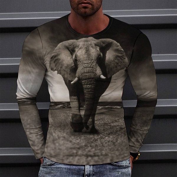 

men's tee t shirt 3d print graphic round neck casual daily print long sleeve fashion designer comfortable big and tall gray f2c9#, White;black