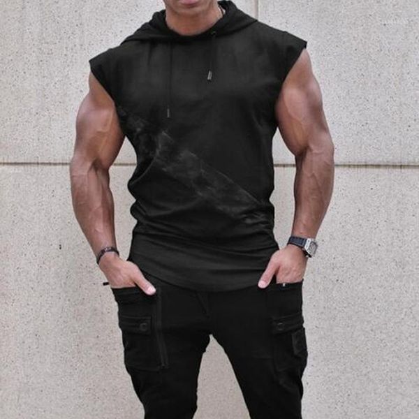 

outdoor t-shirts men trainning exercise 2021 male fashion casual with hats sleeveless breathable comfortable 1, Gray;blue