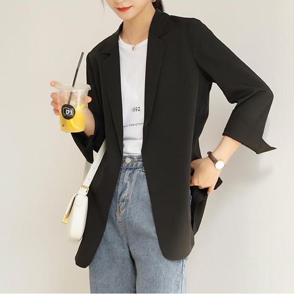 

women's suits & blazers plus size suit blazer loose elegant summer chiffon office lady sunscreen clothing women cardigan, White;black