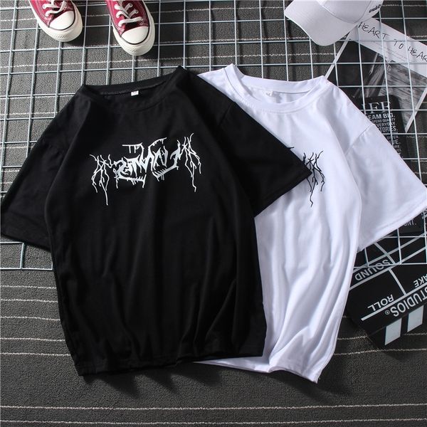 

lhhaq 2020 new summer dress loose t-shirt clothes clotheshalf sleeve korean lovers round neck men fashion harajuku t-shirt and women can all, White