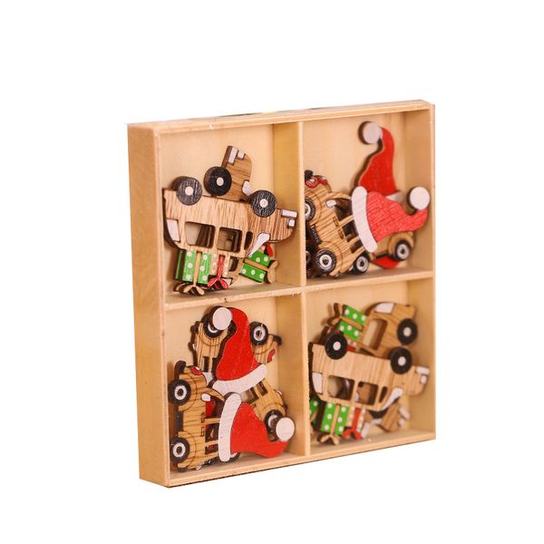 

ornament christmas 12pcs/set kids wooden toy for chirstmas tree hanging pendant xmas decoration home party new year noel decor