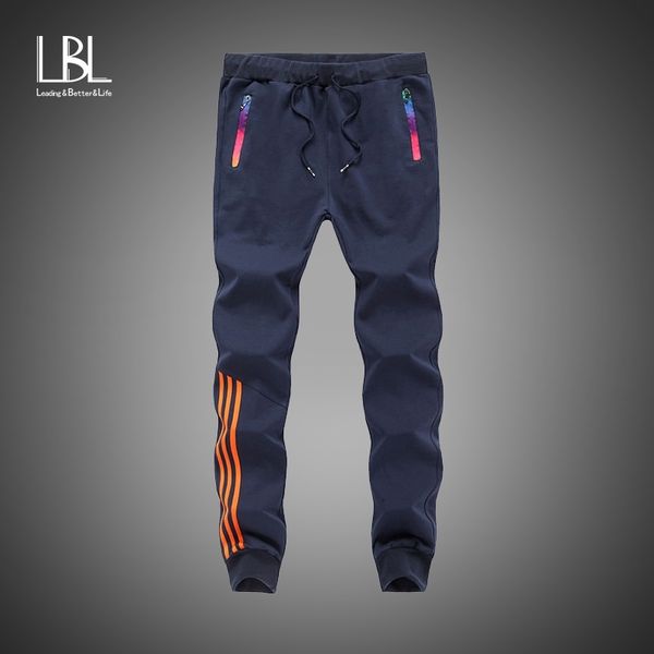 

new trousers men fashion tracksuit bottoms casual pants cotton sweatpants mens joggers striped pants gyms trousers plus size 5xl y201123, Black