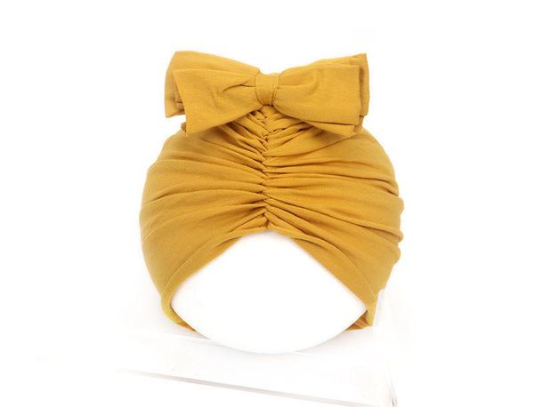 

2020 осень new baby girl hat solid color эластичные плиссированные bow новорожденный beanie caps мягкий хлопок малышей тюрбан yxlcym ly_bags, Slivery;white