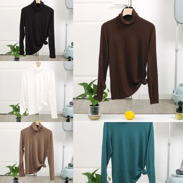 

cfwfz gufei 9xrt autumn shirt 2020 new modal thigh collar straight tube women's bottoming sleeve long winter t-shirt with high elastici, White