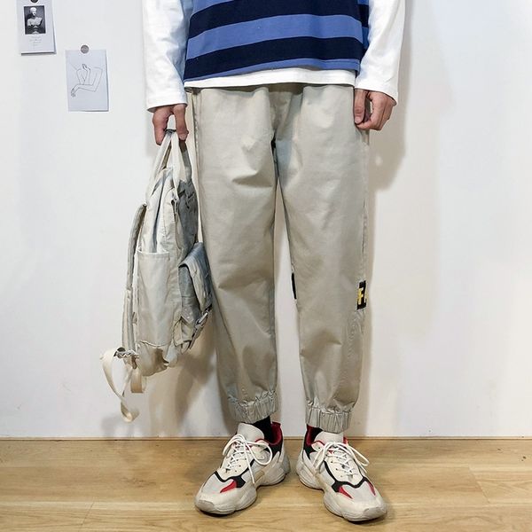 

es2ed second handsome men's spring wear 2020 new trend nine casual casual men's small leg pants studentsnine point pants njhmy, Blue