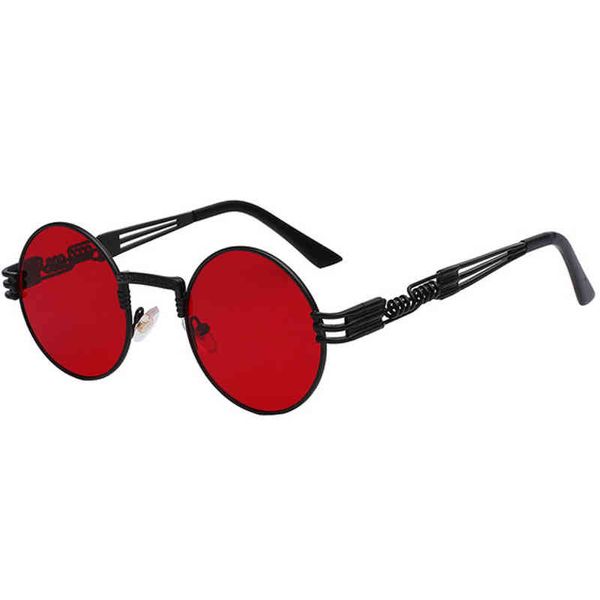 2021 Gothic Steampunk Sonnenbrille Männer Frauen vintage Metall Runde Sonnenbrille Marke Designer Mode goggle Spiegel Hohe Qualität