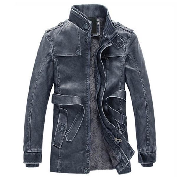 

long style 2021 of the false washed man fashion jacket autumn leather jackets pu cine reach male cookies outerwear chaqueta grande outy, Black
