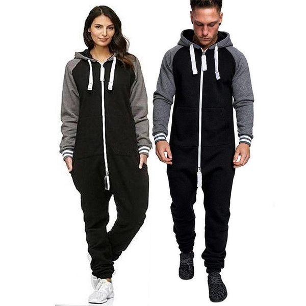 

men's tracksuits winter warm playsuit one piece jumpsuit home outwear mens striped sleeve cargo trouser overalls, Gray