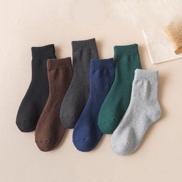 

thicken socks winter tube men socks plush warm anklet terry fashion room soft breathable mid-calf male soild color, Black