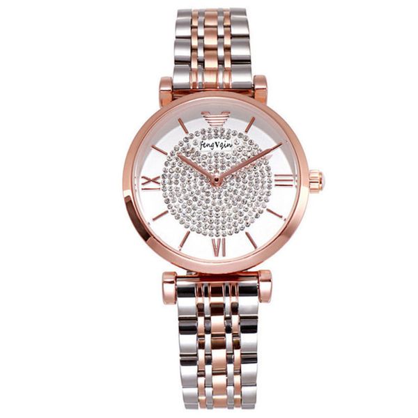 

women's steel waterproof upgrade watch solid net red women's watch ferris wheel steel band watch, Slivery;brown