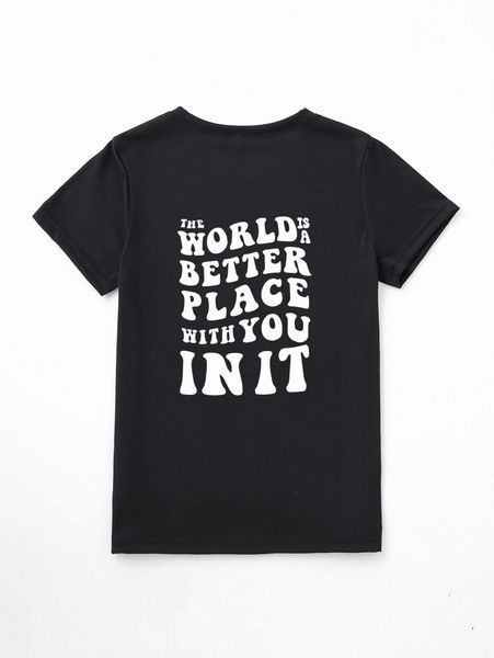 

1pc slogan graphic round neck tee m5hp#, White