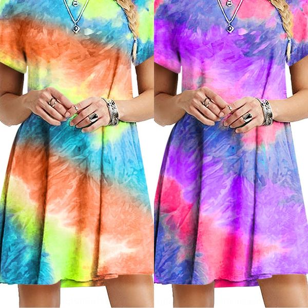 

summer and autumn 2020 new rainbow tie dye printed women's slim summer and autumn 2020 new rainbow tie dye printed dress women's s, Black;gray