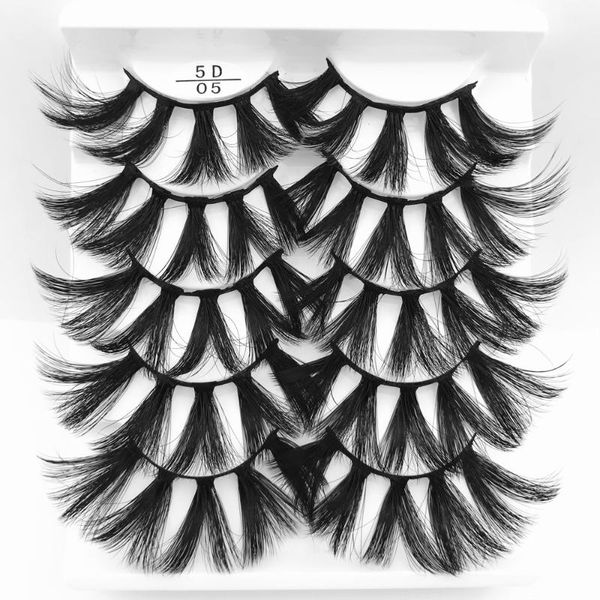 

false eyelashes 5 pairs handmade 5d faux mink lashes long soft cross messy dense stage makeup