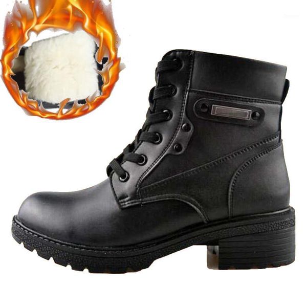 

2020 leisure fashion genuine leather winter shoes women warm plush wool fur cow skin snow boots female ankle boot1, Black
