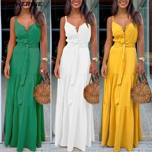 

casual dresses 2021 fashion summer dress women boho style sleeveless strappy female long v-neck bandage party beach vestidos#j31, Black;gray