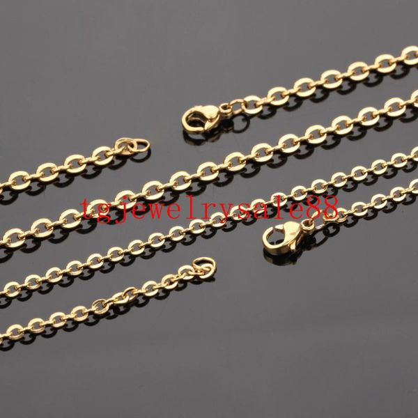 

10/20pcs/lot wholesale 2/2.4/3.2mm width 316l stainless steel gold plating cross link nacklace chain 16-40inch choose, Silver