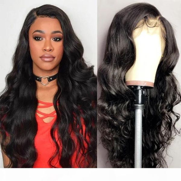 

28 30 inch body wave 13x4 lace front human hair wigs pre plucked baby hair brazilian human lace frontal wig for black women, Black;brown