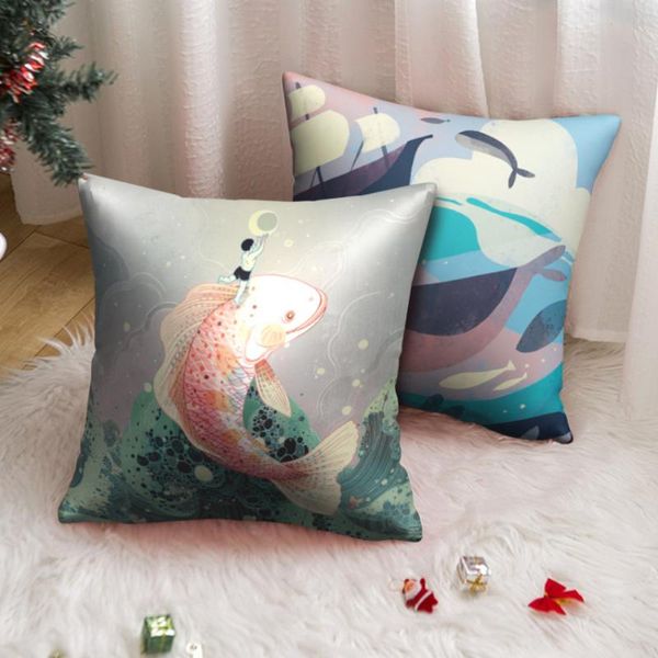 

cushion/decorative pillow throw case decorative animal carp lotus cushion cover living room decoration for seat back