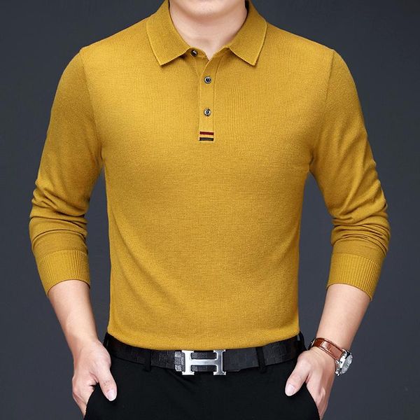

man wool blend jumper spring turn-down collar thin sweater male casual solid color knit shirts long sleeved, White;black