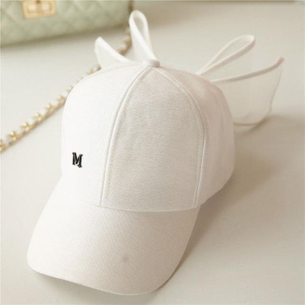 

bow caps for women girls new fashion big bowknot baseball cap korea lovely hats black pink white colors cotton mesh mark h wmtean, Black;white