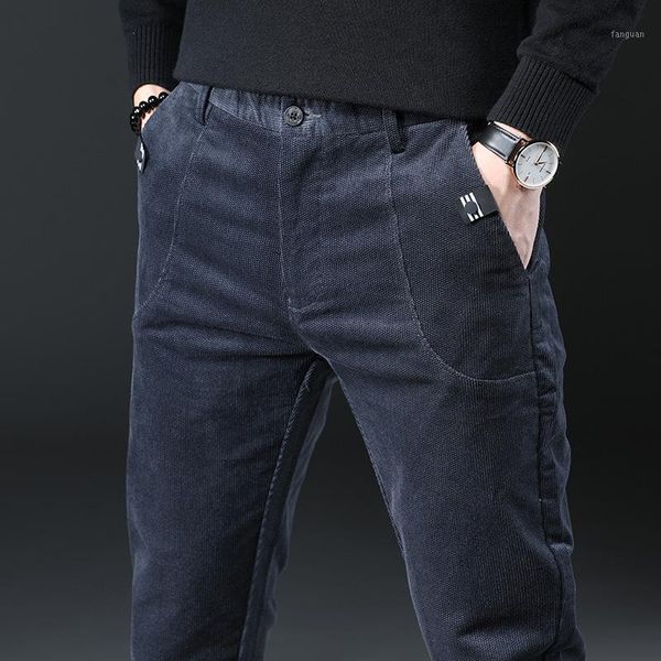 

new winter brown corduroy stripes mens pants casual fashion mens winter pants business trousers pantalones hombre1, Black