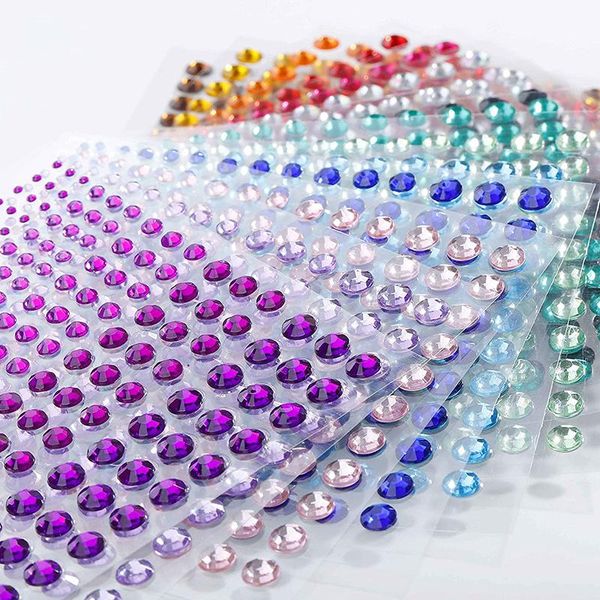 

nail art decorations 20 sheets crystal rhinestone stickers diy embellishment jewelry colorful gem diamond for face nails crafts cards, Silver;gold