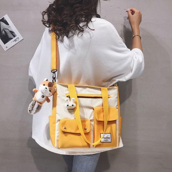 

2020 new design canvas big pacacity women handbags multi-pocket crossbody for female bags