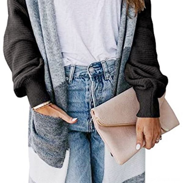 

2020 color matching bohemian oversized knitted sleeve 2020 color matching cardigan bohemian sweater balloon balloonoversized knitted sweater, White;black