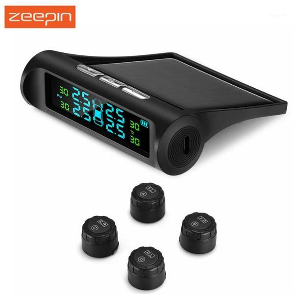 

car security system solar power usb tpms tire pressure monitoring lcd display 4 external sensors for vw toyota suv temperature warning1