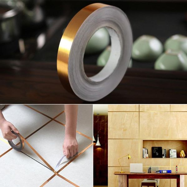 

wall stickers 50m/roll waterproof gold silver seam line tile floor sticker self-adhesive home gap bathroom decor