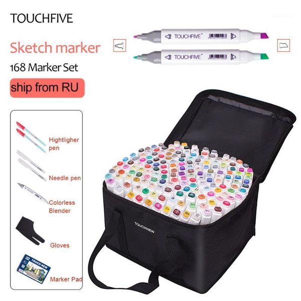 

touchfive marker 40/60/80/168 colors pen brush pen alcoholic oily based ink art marker for manga dual headed sketch markers1