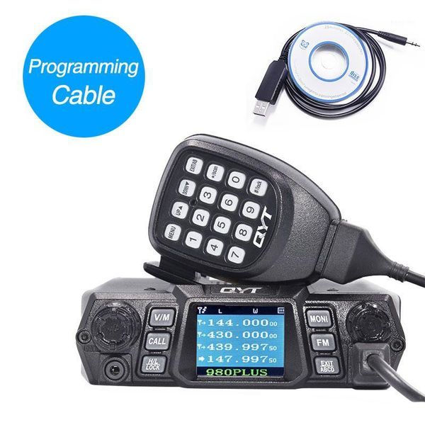 

qyt kt-980plus 75w super powerful dual band vhf 136-174mhz uhf 400-480mhz quad display car mobile radio amateur walie talkie1
